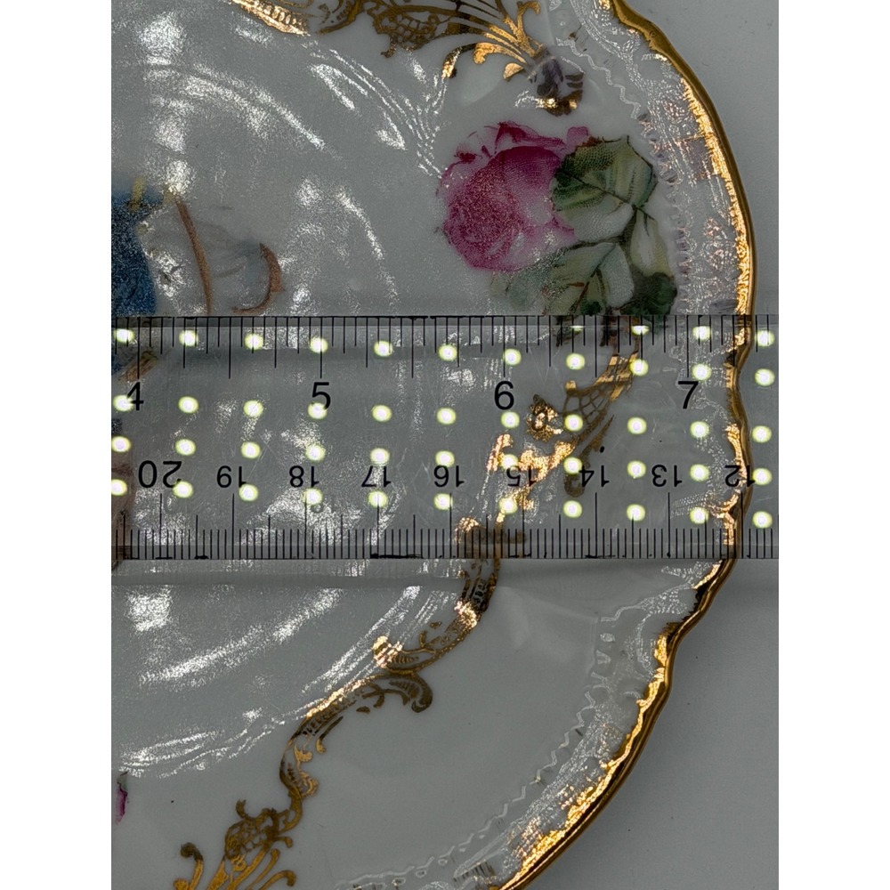 PM Bavaria Napoleon Portrait Plate Collectible White Good Vintage Gold Gilt Rose - Picture 3 of 3